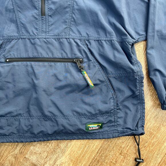 L.L. Bean Vintage Anorak Pullover Hoodie Windbreaker Navy Blue - Picture 3 of 9